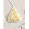 image:imageMakeMeChic Womens Floral Sequin Colorful Striped Triangle Thong Bikini Sets Halter String Swimsuit Bathing SuitYellow Gingham