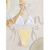 image:imageMakeMeChic Womens Floral Sequin Colorful Striped Triangle Thong Bikini Sets Halter String Swimsuit Bathing SuitYellow Gingham