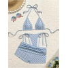 image:imageMakeMeChic Womens Polka Dots Triangle Bikini Sets Swim Shorts Y2K Leopard Striped Bathing Suit SwimsuitBlue Red Dots