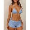 image:imageMakeMeChic Womens Polka Dots Triangle Bikini Sets Swim Shorts Y2K Leopard Striped Bathing Suit SwimsuitBlue Red Dots
