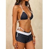 image:imageMakeMeChic Womens Polka Dots Triangle Bikini Sets Swim Shorts Y2K Leopard Striped Bathing Suit SwimsuitBow Black