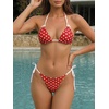 image:imageMakeMeChic Womens Polka Dots Triangle Bikini Sets Swim Shorts Y2K Leopard Striped Bathing Suit SwimsuitBow Red