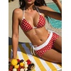 image:imageMakeMeChic Womens Polka Dots Triangle Bikini Sets Swim Shorts Y2K Leopard Striped Bathing Suit SwimsuitBow Red