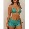 image:imageMakeMeChic Womens Polka Dots Triangle Bikini Sets Swim Shorts Y2K Leopard Striped Bathing Suit SwimsuitBright Green