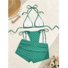 image:imageMakeMeChic Womens Polka Dots Triangle Bikini Sets Swim Shorts Y2K Leopard Striped Bathing Suit SwimsuitBright Green