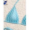 image:imageMakeMeChic Womens Polka Dots Triangle Bikini Sets Swim Shorts Y2K Leopard Striped Bathing Suit SwimsuitCool Blue