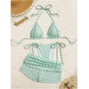 image:imageMakeMeChic Womens Polka Dots Triangle Bikini Sets Swim Shorts Y2K Leopard Striped Bathing Suit SwimsuitLight Green