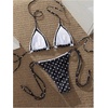 image:imageMakeMeChic Womens Polka Dots Triangle Thong Bikini Sets Gingham Halter Cute Swimsuit Bathing SuitBlack