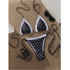 image:imageMakeMeChic Womens Polka Dots Triangle Thong Bikini Sets Gingham Halter Cute Swimsuit Bathing SuitBlack