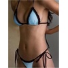 image:imageMakeMeChic Womens Polka Dots Triangle Thong Bikini Sets Gingham Halter Cute Swimsuit Bathing SuitBlue Brown