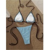 image:imageMakeMeChic Womens Polka Dots Triangle Thong Bikini Sets Gingham Halter Cute Swimsuit Bathing SuitBlue Brown
