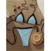 image:imageMakeMeChic Womens Polka Dots Triangle Thong Bikini Sets Gingham Halter Cute Swimsuit Bathing SuitBlue Brown