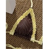 image:imageMakeMeChic Womens Polka Dots Triangle Thong Bikini Sets Gingham Halter Cute Swimsuit Bathing SuitBrown Yellow