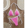 image:imageMakeMeChic Womens Polka Dots Triangle Thong Bikini Sets Gingham Halter Cute Swimsuit Bathing SuitHot Pink