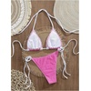 image:imageMakeMeChic Womens Polka Dots Triangle Thong Bikini Sets Gingham Halter Cute Swimsuit Bathing SuitHot Pink