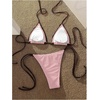 image:imageMakeMeChic Womens Polka Dots Triangle Thong Bikini Sets Gingham Halter Cute Swimsuit Bathing SuitPink Polka Dots