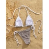 image:imageMakeMeChic Womens Polka Dots Triangle Thong Bikini Sets Gingham Halter Cute Swimsuit Bathing SuitPlaid Brown