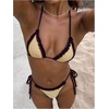 image:imageMakeMeChic Womens Polka Dots Triangle Thong Bikini Sets Gingham Halter Cute Swimsuit Bathing SuitPolka Dots Yellow