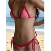 image:imageMakeMeChic Womens Polka Dots Triangle Thong Bikini Sets Gingham Halter Cute Swimsuit Bathing SuitStriped Red