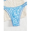 image:imageMakeMeChic Womens Tropical Boho Triangle Thong Bikini Sets Zebra Cheetah Bathing Suit SwimsuitsBlue White