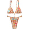 image:imageMakeMeChic Womens Tropical Boho Triangle Thong Bikini Sets Zebra Cheetah Bathing Suit SwimsuitsMulti a