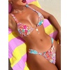 image:imageMakeMeChic Womens Tropical Boho Triangle Thong Bikini Sets Zebra Cheetah Bathing Suit SwimsuitsMulti a