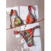 image:imageMakeMeChic Womens Tropical Boho Triangle Thong Bikini Sets Zebra Cheetah Bathing Suit SwimsuitsOrange Multicolor