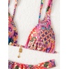 image:imageMakeMeChic Womens Tropical Boho Triangle Thong Bikini Sets Zebra Cheetah Bathing Suit SwimsuitsPink Multi