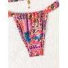 image:imageMakeMeChic Womens Tropical Boho Triangle Thong Bikini Sets Zebra Cheetah Bathing Suit SwimsuitsPink Multi