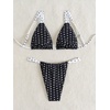 image:imageMakeMeChic Womens Tropical Boho Triangle Thong Bikini Sets Zebra Cheetah Bathing Suit SwimsuitsPolka Dots