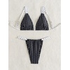 image:imageMakeMeChic Womens Tropical Boho Triangle Thong Bikini Sets Zebra Cheetah Bathing Suit SwimsuitsPolka Dots
