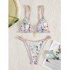 image:imageMakeMeChic Womens Tropical Boho Triangle Thong Bikini Sets Zebra Cheetah Bathing Suit SwimsuitsWhite Floral