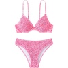 image:imageMakeMeChic Womens 2 Piece Bikini Set Floral Underwire Spaghetti Strap Smocked Bathing SuitPink