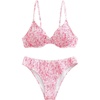 image:imageMakeMeChic Womens 2 Piece Bikini Set Floral Underwire Spaghetti Strap Smocked Bathing SuitPink Floral