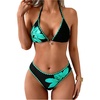 image:imageMakeMeChic Womens Floral Halter Triangle Thong Bikini Sets Summer Cute Swimsuit Bathing SuitRoyal Blue