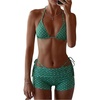 image:imageMakeMeChic Womens Polka Dots Triangle Bikini Sets Swim Shorts Y2K Leopard Striped Bathing Suit SwimsuitBright Green