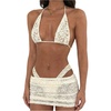image:imageMakeMeChic Womens Triangle Thong Bikini Sets Floral Lace Halter Bathing Suit Swimsuit Cover Up SkirtWhite