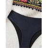 image:imageMAKEMECHIC Womens Boho Strapless Swimsuits Bandeau Mid Waist 2 Piece Bikini SetBlack