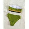 image:imageMAKEMECHIC Womens Boho Strapless Swimsuits Bandeau Mid Waist 2 Piece Bikini SetGreen