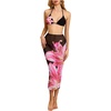 image:imageMakeMeChic Womens 3 Piece Zebra Cheetah Bikini Sets Polka Dots Strapless Bathing Suit with Swimsuit CoverupMulticolor