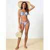 image:imageMakeMeChic Womens Floral Print 2 Piece Bikini Sets Tie Back Triangle Thong Bathing Suit SwimsuitN Blue
