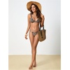 image:imageMakeMeChic Womens Floral Print 2 Piece Bikini Sets Tie Back Triangle Thong Bathing Suit SwimsuitN Leopard