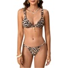 image:imageMakeMeChic Womens Floral Print 2 Piece Bikini Sets Tie Back Triangle Thong Bathing Suit SwimsuitN Leopard