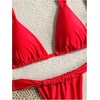 image:imageMakeMeChic Womens Floral Print 2 Piece Bikini Sets Tie Back Triangle Thong Bathing Suit SwimsuitPure Red