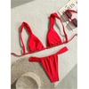 image:imageMakeMeChic Womens Floral Print 2 Piece Bikini Sets Tie Back Triangle Thong Bathing Suit SwimsuitPure Red
