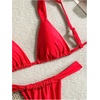 image:imageMakeMeChic Womens Floral Print 2 Piece Bikini Sets Tie Back Triangle Thong Bathing Suit SwimsuitPure Red