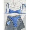 image:imageMakeMeChic Womens Micro Tanning Bikini Sets Cheetah Gingham Sexy Tiny Bathing Suit SwimsuitBlue