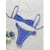 image:imageMakeMeChic Womens Micro Tanning Bikini Sets Cheetah Gingham Sexy Tiny Bathing Suit SwimsuitBlue White