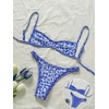 image:imageMakeMeChic Womens Micro Tanning Bikini Sets Cheetah Gingham Sexy Tiny Bathing Suit SwimsuitBlue White