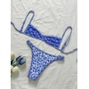 image:imageMakeMeChic Womens Micro Tanning Bikini Sets Cheetah Gingham Sexy Tiny Bathing Suit SwimsuitBlue White